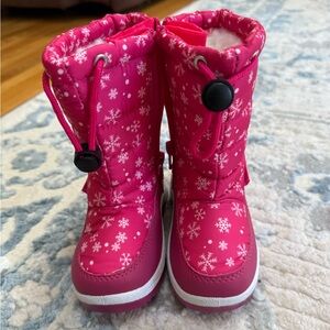 Pink Snowflake Winter Boots